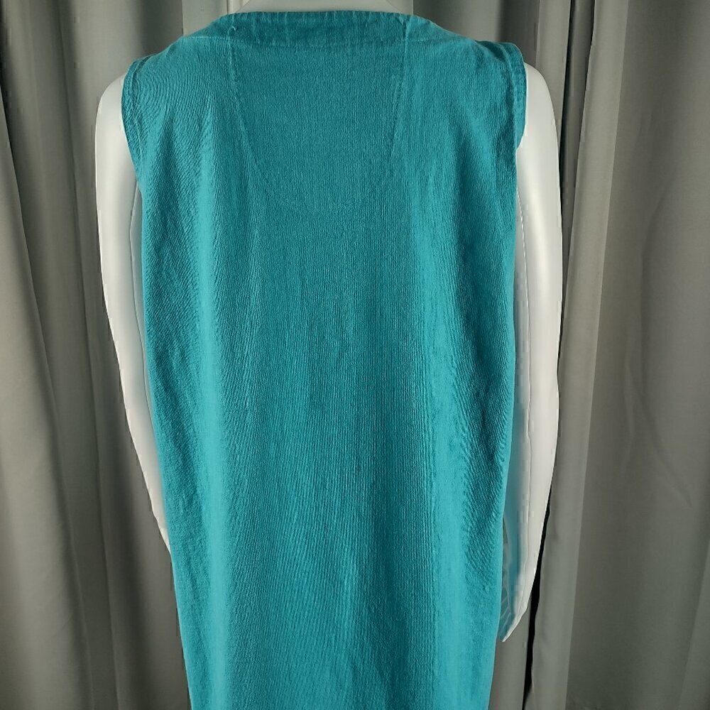 Michael Leu Art to Wear 100% Cotton Turquoise Sleeveless Tank Maxi Dress Size M - Picture 4 of 11